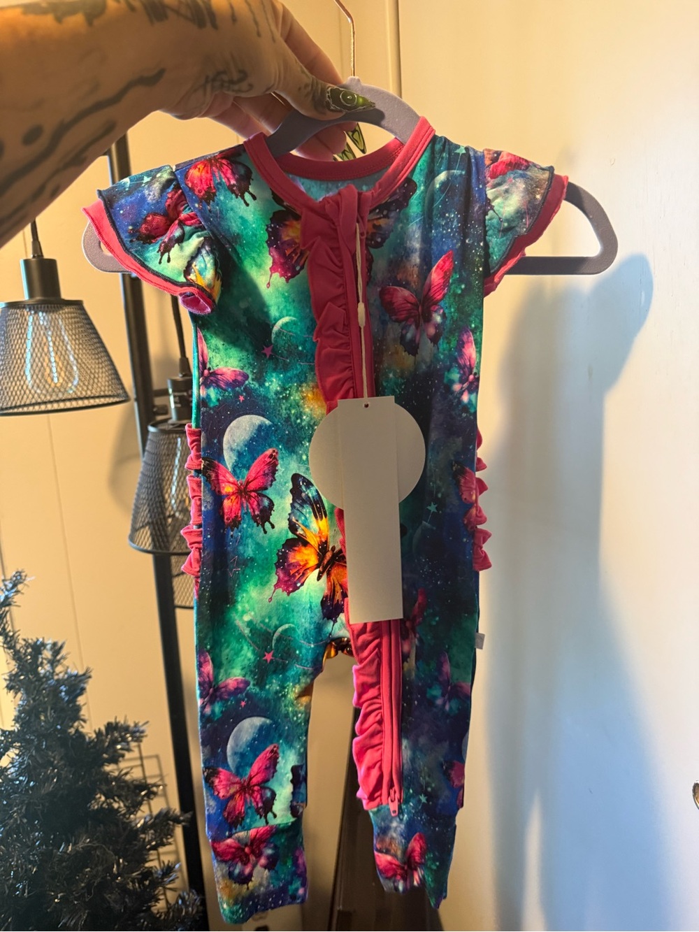 NWT Glimmer’s Butterfly Galaxy Ruffle Bamboo Zippy